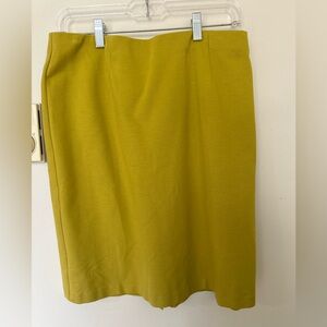 J Jill Stretch Women’s Mustard Yellow Pencil Skirt M Petite Elastic Back Slit